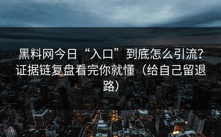 黑料网今日“入口”到底怎么引流？证据链复盘看完你就懂（给自己留退路）