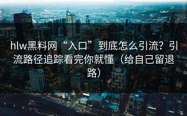 hlw黑料网“入口”到底怎么引流？引流路径追踪看完你就懂（给自己留退路）