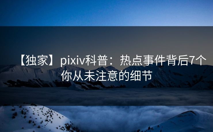 【独家】pixiv科普：热点事件背后7个你从未注意的细节