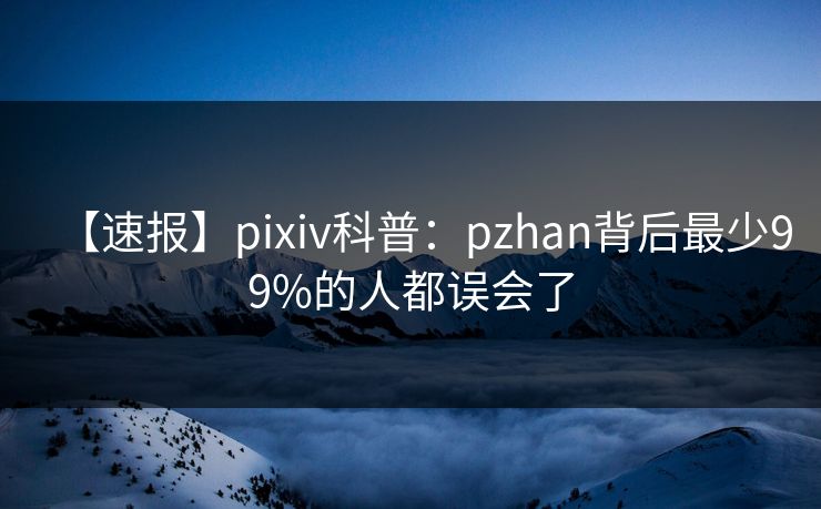 【速报】pixiv科普:pzhan背后最少99%的人都误会了 【速报】pixiv科普:pzhan背后最少99%的人都误会了